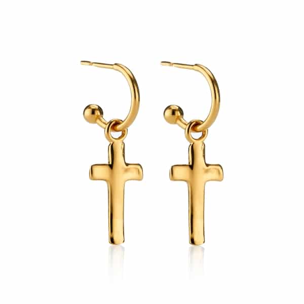 14k gold Hoop hotsell cross earrings