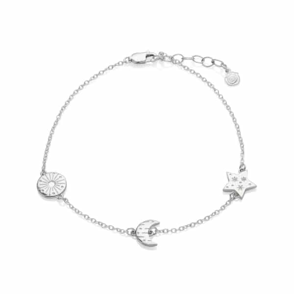Silver Sun, Moon and Stars Anklet