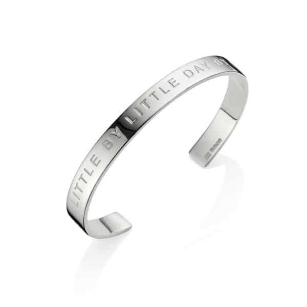 Silver Little by little day by day bangle