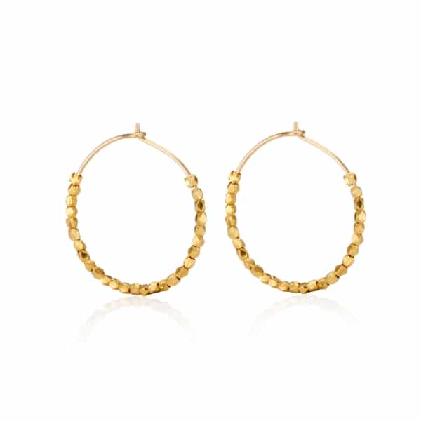 Tiny Yellow Gold Nugget Hoops