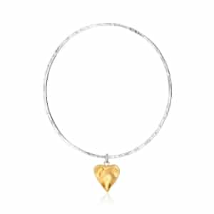 Yellow and Gold Heart Charm Bangle