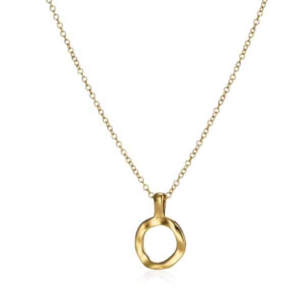 Yellow Gold Circle Charm Necklace