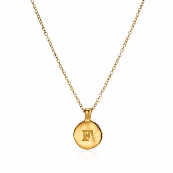 Yellow Gold Circle Initial Necklace_1