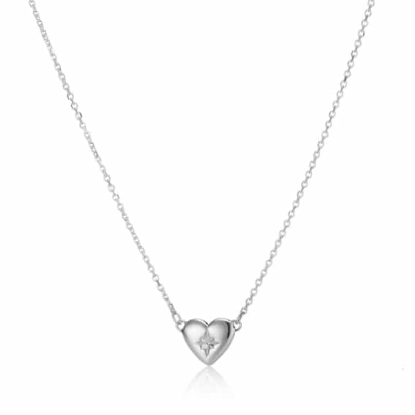 Silver North Start Heart Necklace