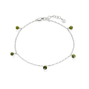 Silver May Birthstone Anklet