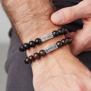 Mens Personalised Black Out Bead Bracelet Under the Rose