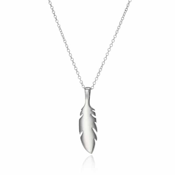 New Silver Feather Engraved Necklace_1