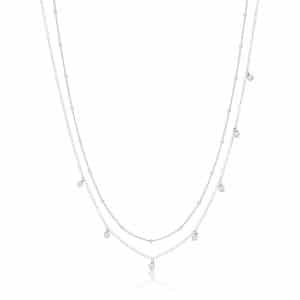 Silver X2 Strand Beaded Necklace