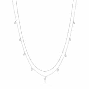 Silver X2 Strand Beaded Necklace_B