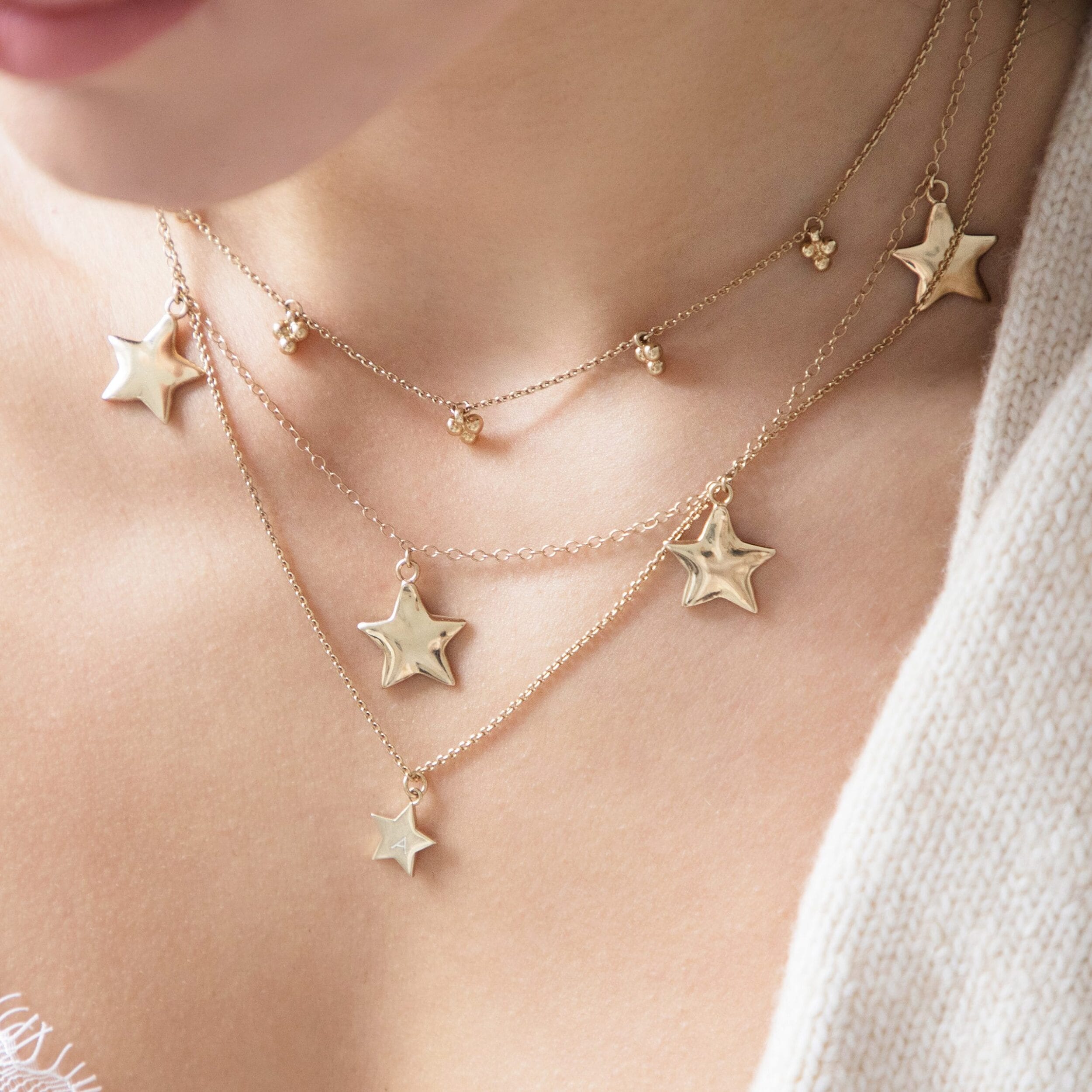 Gold Plated Organic Multi Star Necklace | Under the Rose