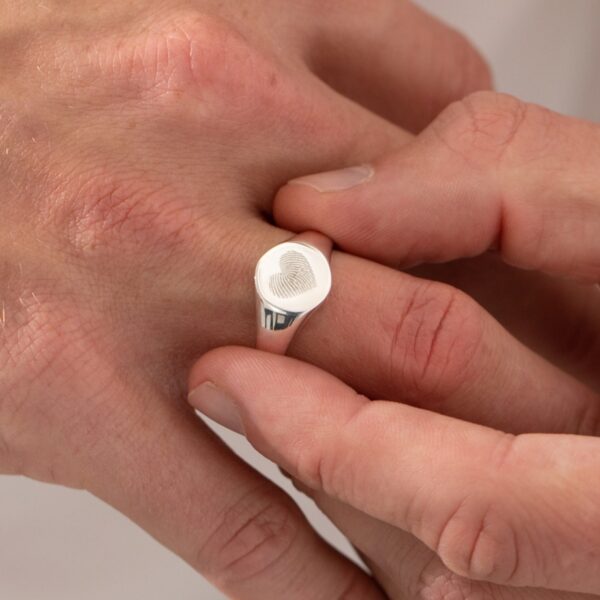 custom silver fingerprint signet ring