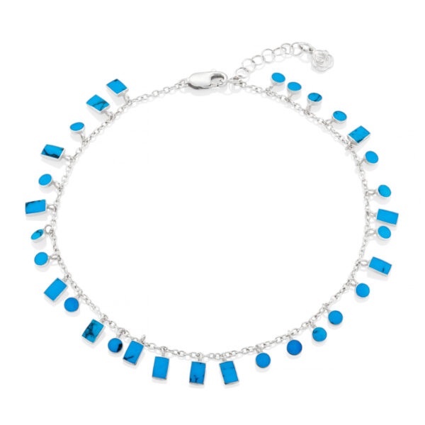Morse Code Turquiose Silver Anklet