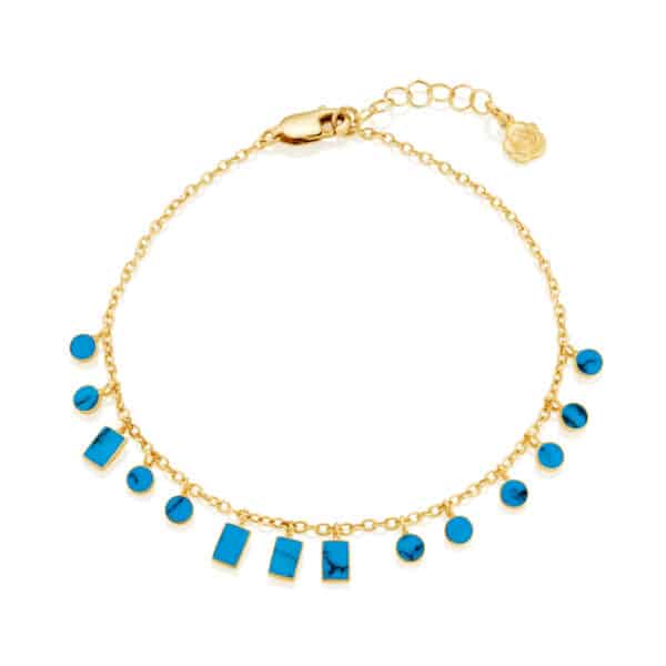 Morse Code Turquoise Silver Bracelet_gold