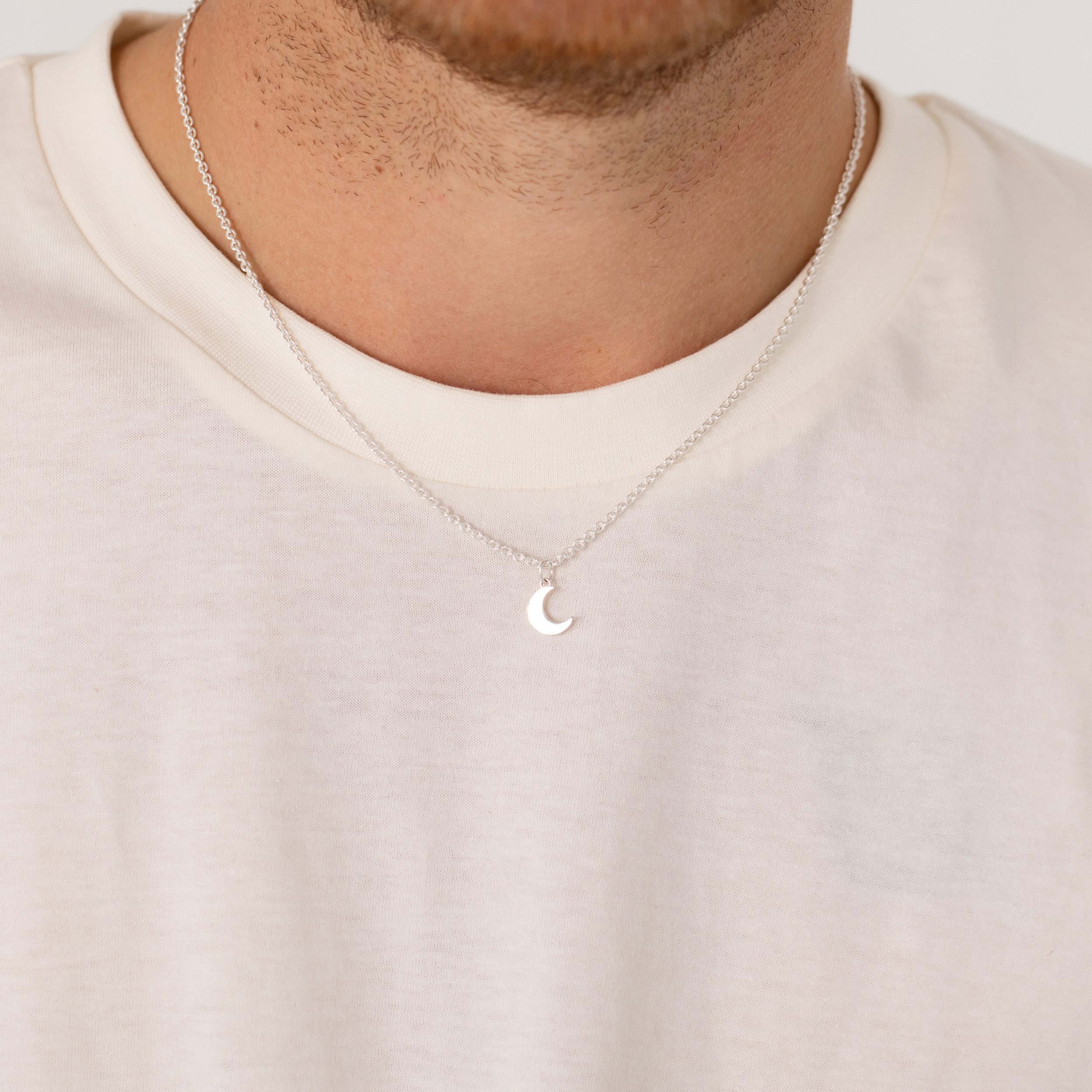 mens silver moon necklace