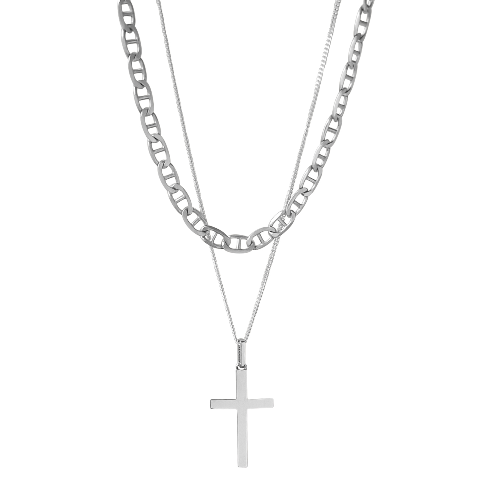 Mens chian and cross necklace set